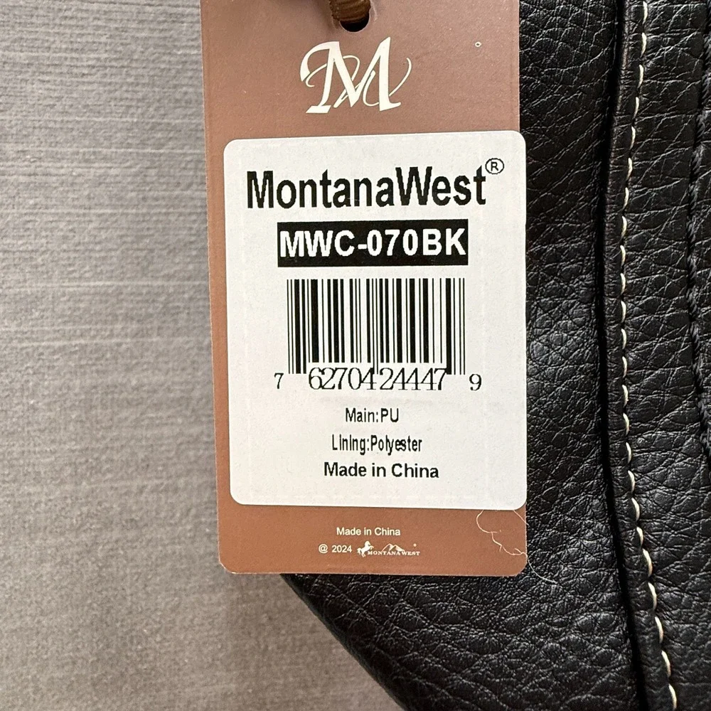 Montana West Hobo Bag Women Vegan Leather Pebbled Black  Zip Closure ‎ Purse